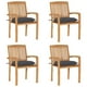 thumbnail image 1 of Sillas de patio VidaXL apilables de madera de teca con cojines, juego de 4, 1 of 9