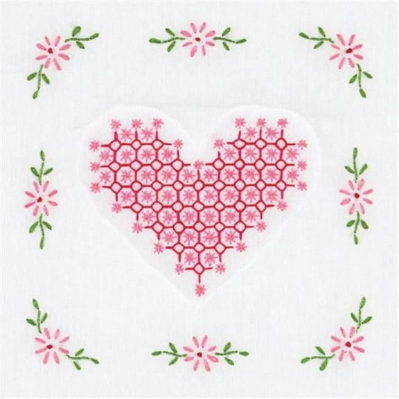Chicken Scratch Hearts Quilt Blocks 9in