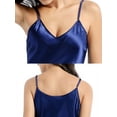 thumbnail image 4 of Camisón largo de satén Luxtrada para mujer, de seda, con cuello en V (negro, L), 4 of 8
