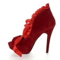 thumbnail image 5 of Ellie Shoes E-517-Claissa 5 Bootie with satin ruffleand tie Red Velvet / 7, 5 of 6
