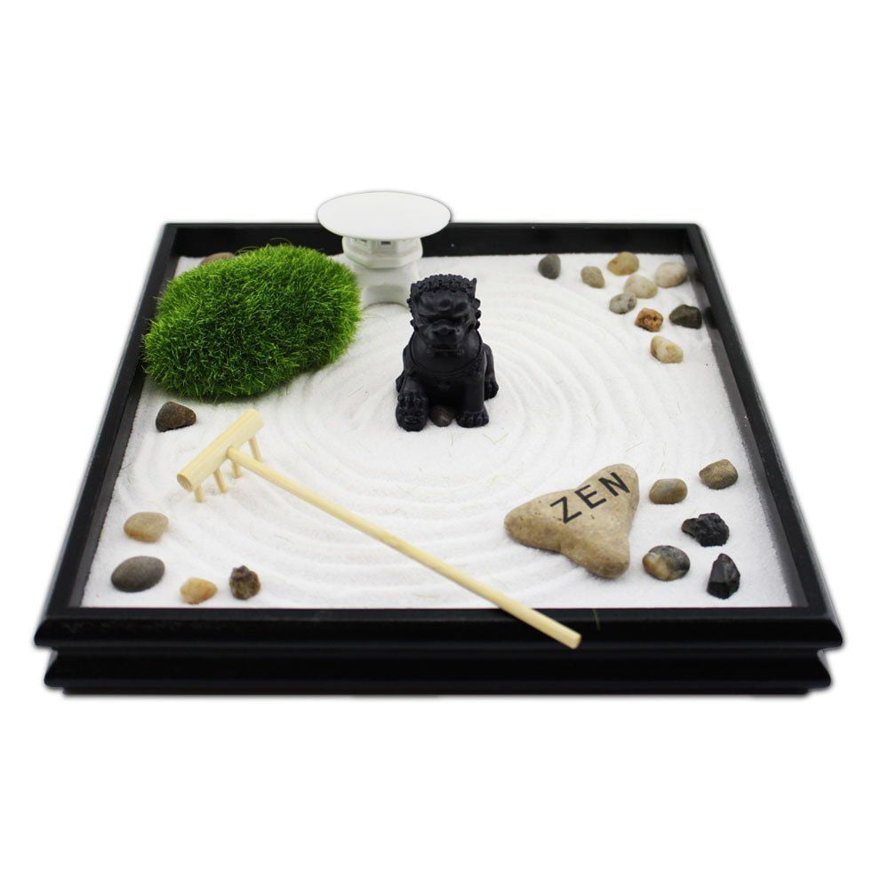 seks Smerig bungeejumpen Feng Shui 9.5" x 9.5" Tabletop Lion Fu Dog Zen Garden Sand Rock Rack  Incense New - Walmart.com