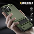 thumbnail image 4 of Allytech for iPhone 15 Plus Rugged Case, Military Grade Shockproof Anti-Stain Heavy Duty Hybrid Fashion Case with Invisible Kickstand, Soft TPU + Hard PC Case for iPhone 15 Plus - Green, 4 of 7