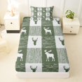 thumbnail image 3 of Castle Fairy Wood Grain Moose Twin Sheets 3pcs,Geometric Plaid Bedding,Sage Off White,1 Fitted Sheet, 1 Flat Sheet and 1 Pillowcase, 3 of 6