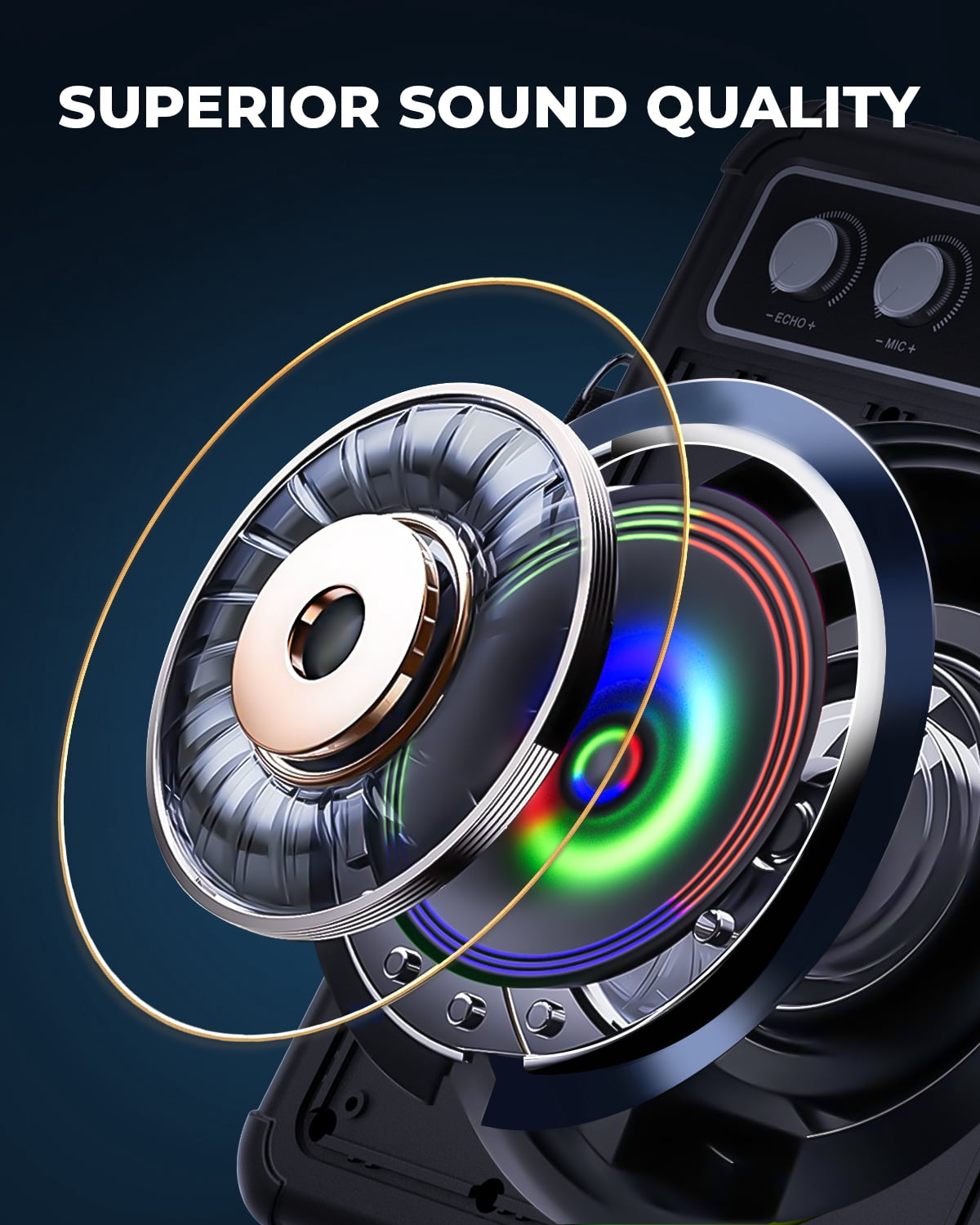 BONAOK Karaoke Machine for Adults, Karaoke Machine with 2 Microphones, Home Party Singing Karaoke Speaker System with RGB Light, Singing Machine with PA System