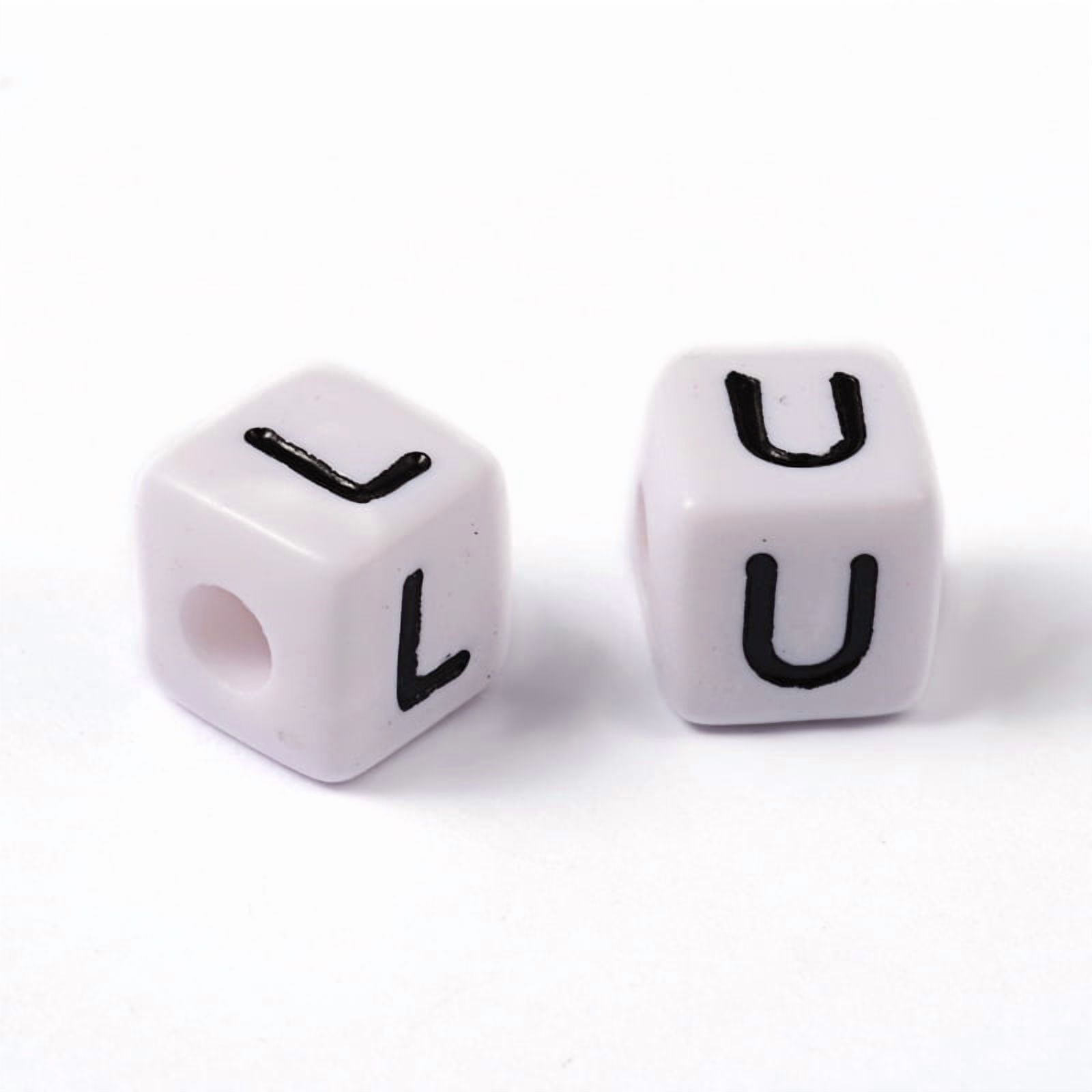 Acrylic Horizontal Hole Letter Beads Cube White Size: about 10mm hole: about 3mm about 550pcs/500g