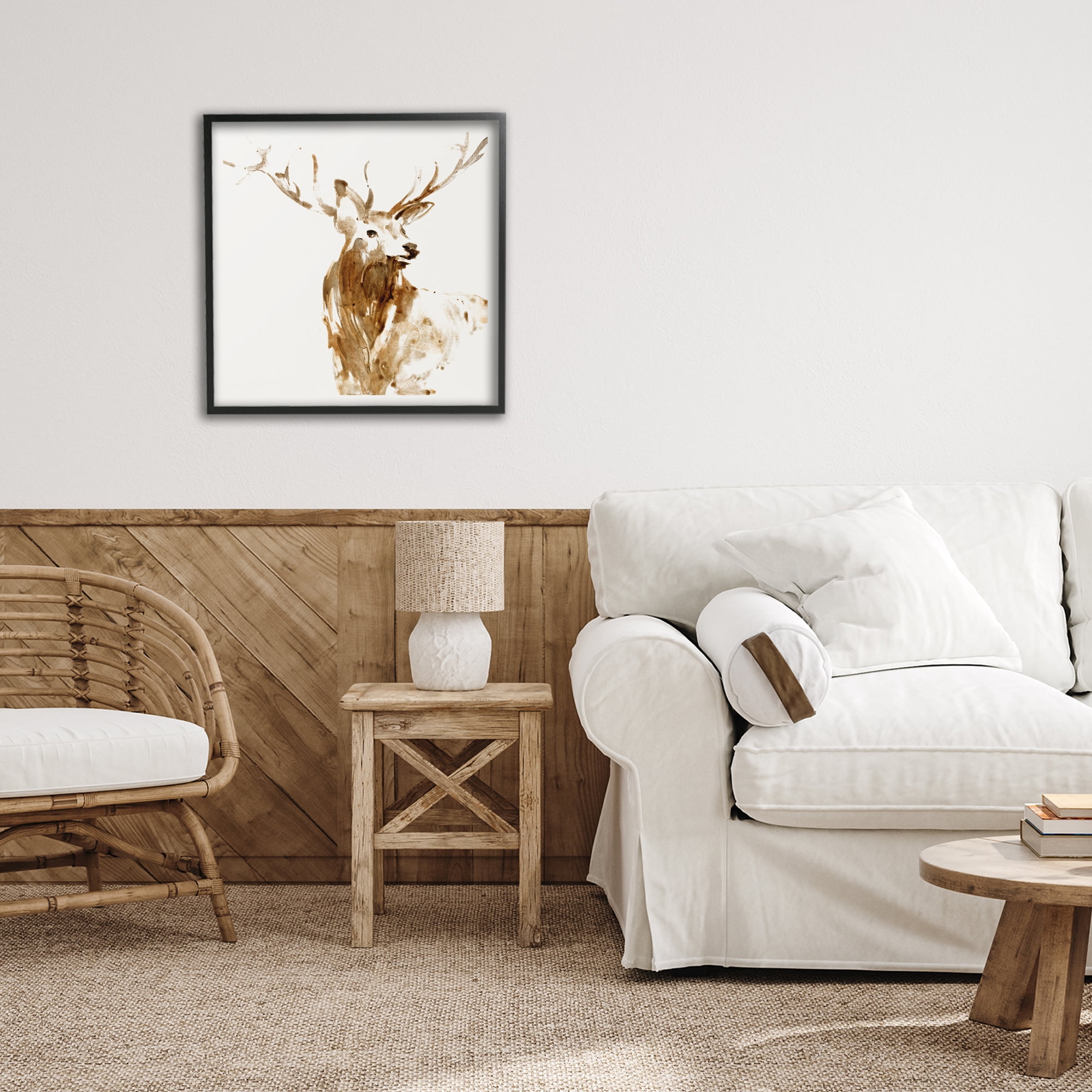 Stupell Industries Deer Portrait Head Shot Black Framed Giclee Art, design by Lorenzo Collective
