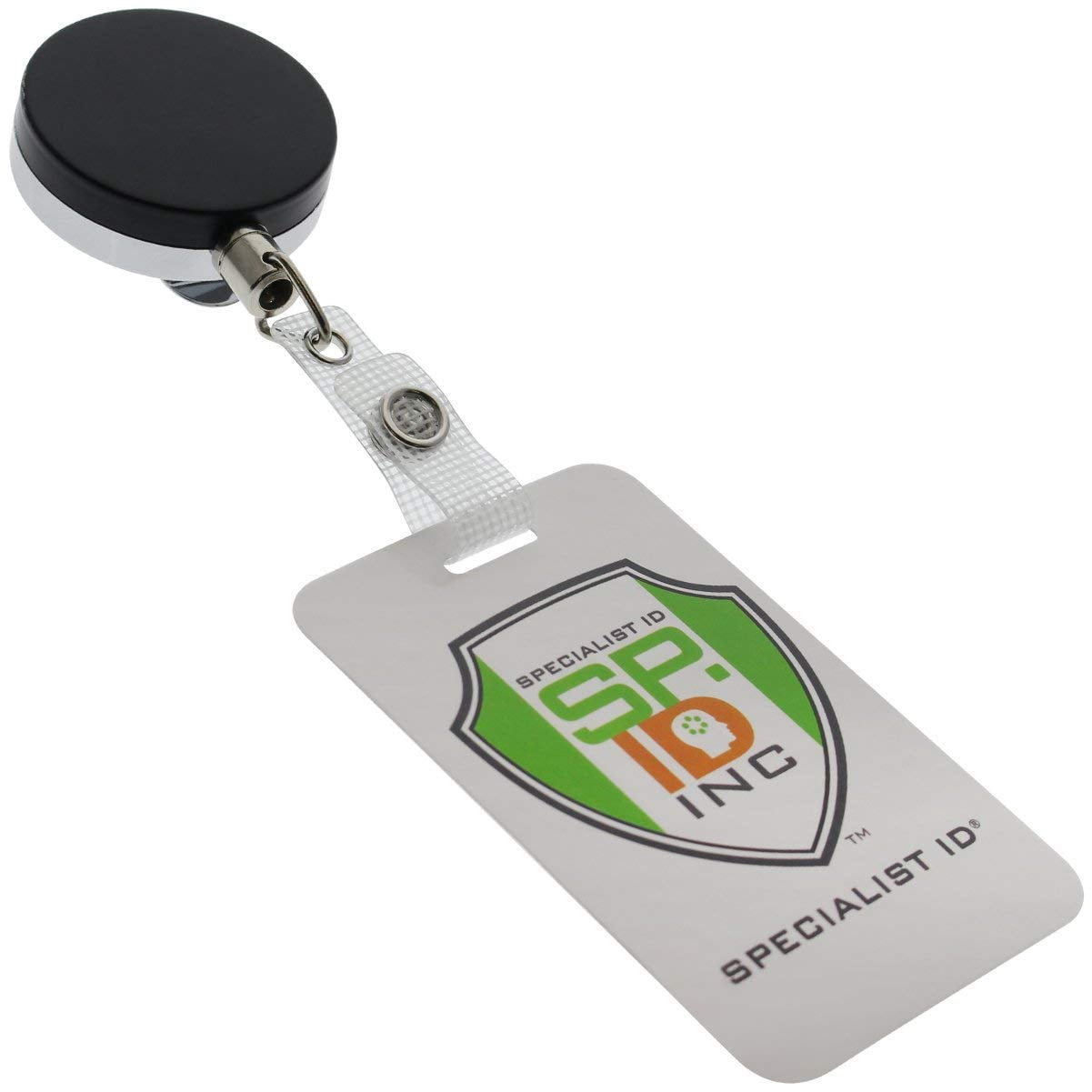 Bulk 25 Pack - Heavy Duty Badge Reel with Metal Cord and Belt Clip - All Metal Retractable I'd, Key Holder with Steel Wire Cable - Black & Chrome Finish by Specialist ID (Black/Silver)