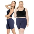 thumbnail image 2 of Stretch Is Comfort Women's Plus Size Cotton Biker Shorts Navy Blue 4X, 2 of 6