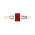 thumbnail image 2 of 0.8ct emerald cut red ruby 18k rose gold 3 stone Bridal Wedding Engagement Promise Anniversary Ring for Women size 5, 2 of 7