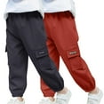 thumbnail image 1 of Odeerbi 2-14 Años Boys 2 Pcs Pantalones de Carga Pantalones Jogger Pantalones Spring Summer Color Sólido Pantalones de Trabajo Informal Con Bolsillo, 1 of 7