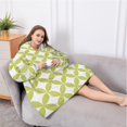 thumbnail image 5 of Oversized Wearable Blanket Hoodie,Green White Checkerboard Checkered Pattern Sherpa Blanket Hoodie with Super Pockets,Super Warm Fuzzy Pullover for Women & Men, 5 of 6