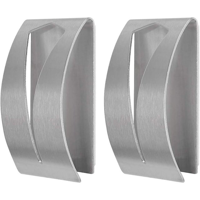 Set of 2 Adhesive Towel Holder Coat Hook Stainless Steel Bathroom Wall Hook for Bath Towels/Tea Towels/Aprons/Garbage Bag Kitchen Home Bathroom