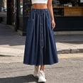 thumbnail image 2 of Curuila Womens Denim Skirts With Pocket Solid Color Elastic Waistband Elegant Long Skirts For Women Size L, 2 of 6