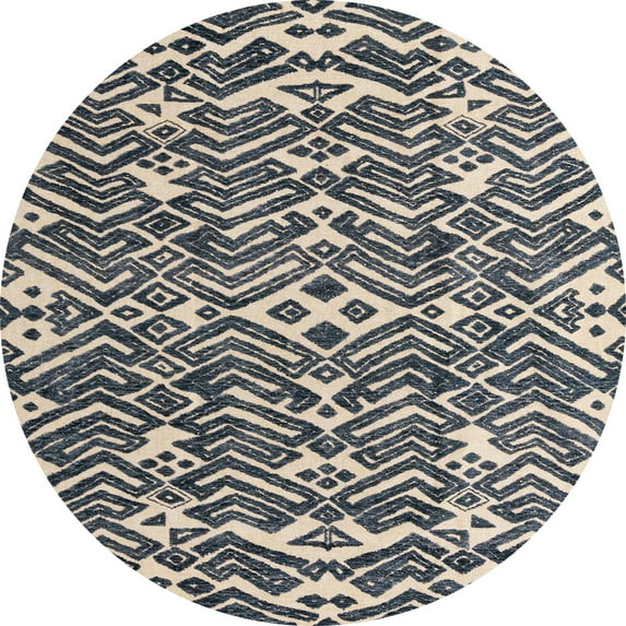 Ahgly Company Machine Washable Indoor Round Abstract Tan Brown Area Rugs, 7' Round