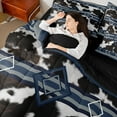 thumbnail image 4 of jejeloiu Vintage Cattle Hide 7-Piece Bedding Comforter Set,Retro Geometric Rhombus King Bedding Sets,Blue Stripes Lines Bed Sheets For Teens,Super Cozy Room Decor Reversible, 4 of 8