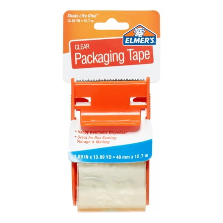 Elmers Packaging Tape With Dispenser, Clear