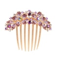 thumbnail image 2 of Sankuwen Women Rhinestone Inlaid Flower Hair Comb Hairpin Barrette Accessory,Also Perfect Mother's Day Gifts for Mom (Purple), 2 of 6