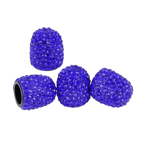 Unique Bargains 4 Pcs Dark Blue Valve Stem Caps Faux Crystal New Car Tire Valve Caps Chrome Bling Car Accessories