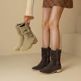 thumbnail image 5 of Women's Mid Calf Boots Slouchy Round Toe Flat Low Heel Riding Boots With back zipper, 5 of 8