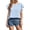Blue, variant on Graphic Tees for Women Casual Round Neck Top for Elegant chiffon Tennis Blouse with double ruffle sleeves back button detail Black XXL