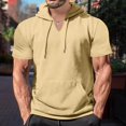 thumbnail image 2 of Zylarhe Men T Shirts Mens Summer Fashion Leisure Sports Solid Color Hoodie Pullover Shirt T Shirt Top Blouse Mens Compression Shirt, 2 of 9