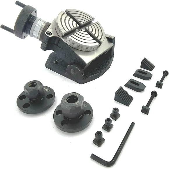 Assorts Table Rotative (4 Pouces/100 mm Inclinable, Adaptateur de Collet ER16 & 20 avec Kit de Pince M6)