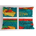 thumbnail image 1 of Gone Fishing Pillow Sham, Comic Style Fishing Club Caricature Leisure Day in Lake People on Boat Marine, Decorative Standard King Size Printed Pillowcase, 36" X 20", Multicolor, by Ambesonne, 1 of 2