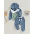 thumbnail image 3 of Bagilaanoe 2PCS Toddler Baby Boy Long Pants Set Contrast Color Long Sleeve Hoodies Sweatshirt Tops + Sweatpants 6M 12M 18M 24M 3T Kids Casual Sweatsuits, 3 of 8