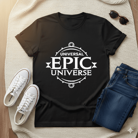 Universal Epic Universe Minimalist Logo White T-Shirt, up to Size 5XL