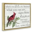 thumbnail image 3 of Stupell Industries Believe Love Never Dies Inspirational Cardinal Bird Word Design Metallic Gold Framed Floating Canvas Wall Art, 16x20, by Daphne Polselli, 3 of 9