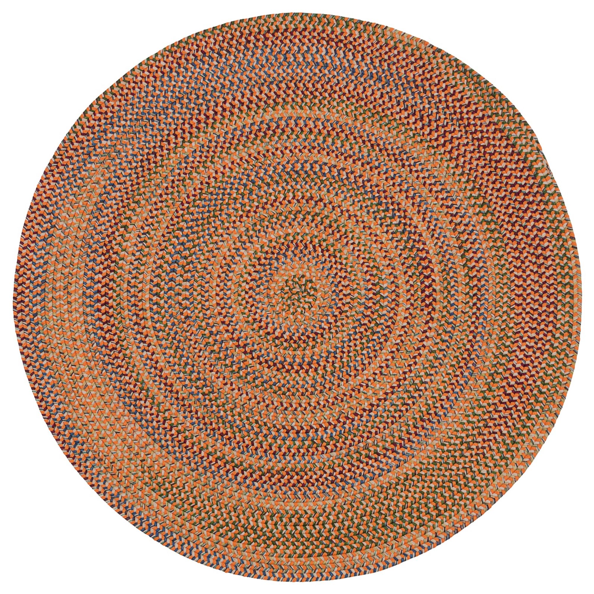 10' x 10' Orange and Red Handcrafted Round Outdoor Area Throw Rug