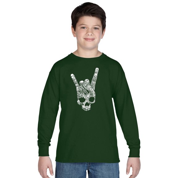 LA Pop Art Boy's Word Art Long Sleeve - Heavy Metal Genres