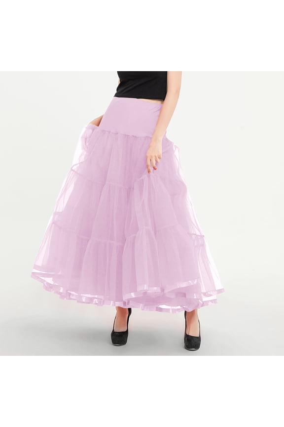 Skirts for Women High Waisted Mesh Large Hemline Solid Color Puffy Skirt Midi Skirt Navy XXL