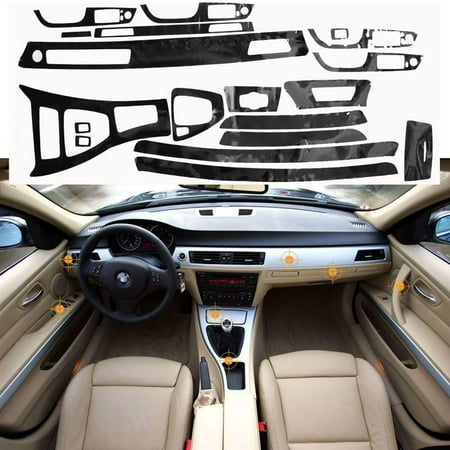 E90 Carbon Fiber - Xotic Tech 5D Glossy Reflective Carbon Fiber Wrap Trim Decal Vinyl Interior Sticker for BMW 3 Series E90 2005-2012