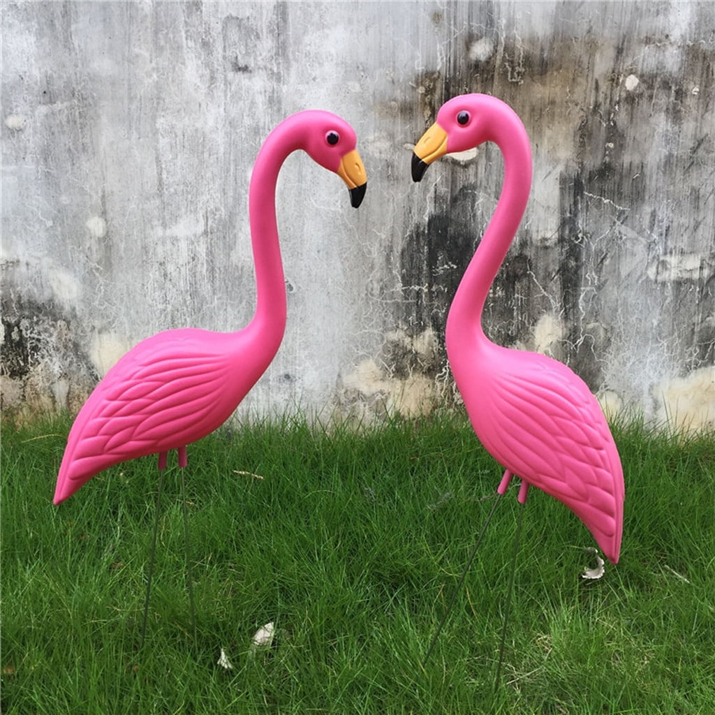 4Pieces Flamingo Ornament Statue, Art Garden Stakes for Yard Garden Lawn Decoration - Looking Up