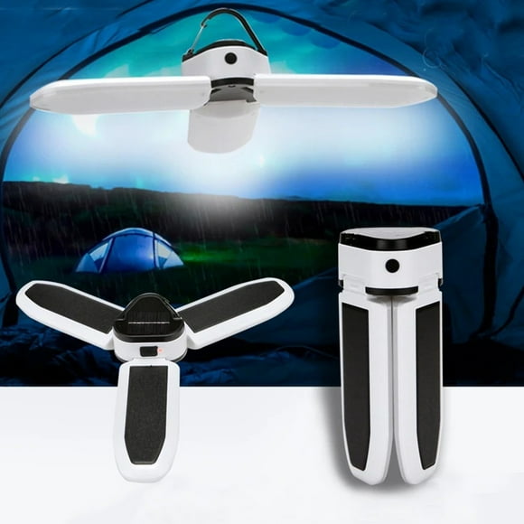 EGNMCR Camping Light Solar Powered Rechargeable Camping Light 60LED Three Leaf Stall Light Outdoor USB Multifunctional Emergency Light Bulb Light a Campfire