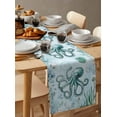 thumbnail image 3 of Table Runner Dresser Scarf 13 x 36 Inch Teal Octopus Summer Shell Coral Watercolor Nautical Table Runners Non-Slip Heat Kitchen Dining Table Decor for Indoor Outdoor Home Party Decoration, 3 of 7