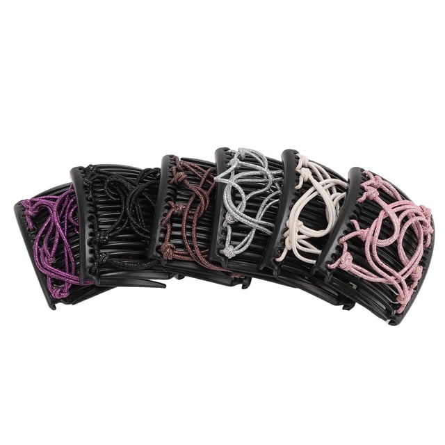 Pinzas Para El Cabello Elásticas Mágicas, Peine Mágico Elástico Para El Cabello, Morado, Beige, Café, Rosa, Plateado, Negro, Ajustable, Sin Arrugas, Firmemente Para Cabello