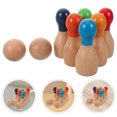 thumbnail image 1 of CRILSTYLEO Kids Outdoor Games Wooden Bowling Game Assorted Color 1 Set, 1 of 8