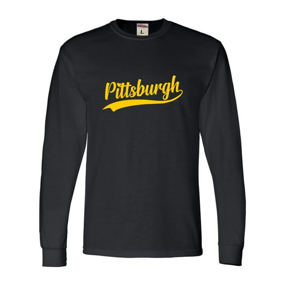 Go All Out City Of Pittsburgh Pennsylvania Pride Fashion Script Long Sleeve T-Shirt Mens