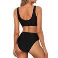 thumbnail image 3 of Xmyrz Swimsuit Women Bathing Suits Two Piece Scoop Neck Solid Recreation Brief Crop High Waist Bottoms Swimwear Young Adult Swimsuits, 3 of 7