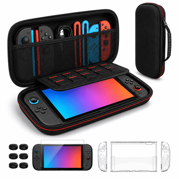 TSV Carrying Case Fit for Nintendo Switch 2 Model 2025 with Dockable Protector Cover Case, Screen Protector, Thumb Stick Caps for Switch 2 Console and Accessories