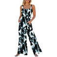 thumbnail image 1 of Sunloudy - Mono informal con cuello cuadrado para mujer, a la moda, color sólido/estampado, sin mangas, con pernera ancha Sunloudy S, M, L, XL, 1 of 9