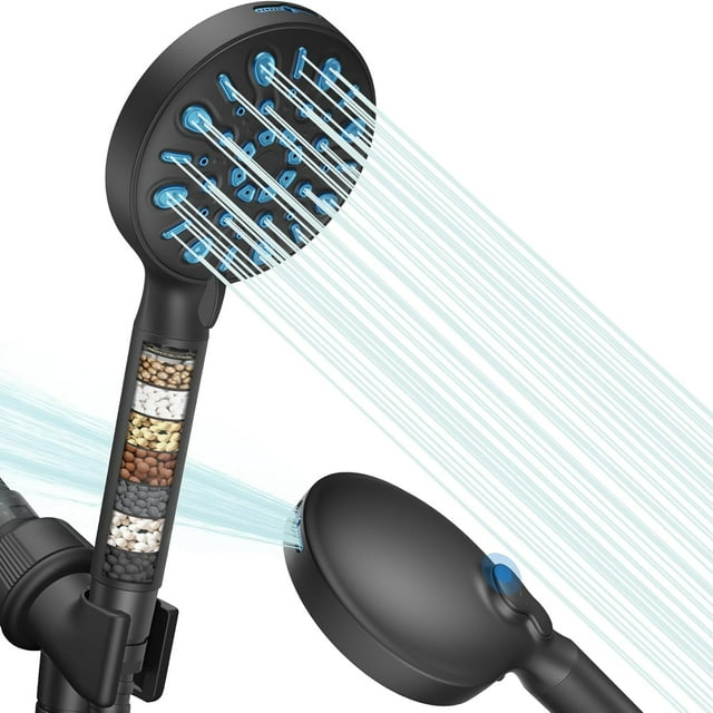 Filte Shower Head Modes High Pressure Shower Head with Handheld Showerhead Built in Power Wash for Clean Remove Chlorine & Hard Water with Shower Hose & Sh