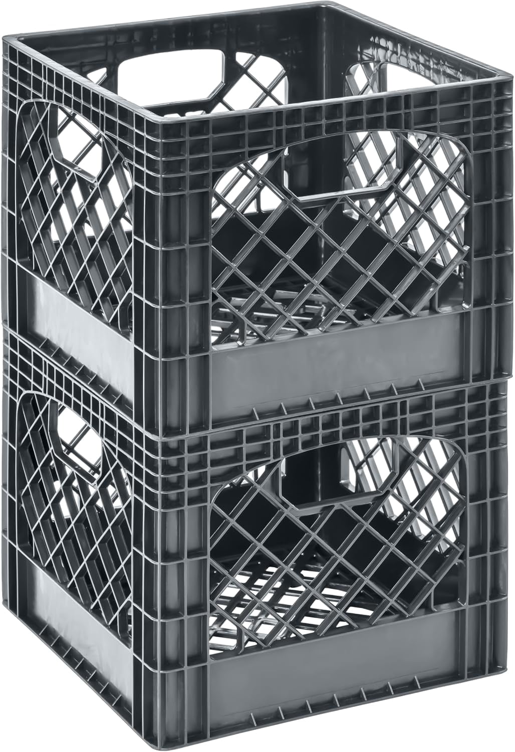 Gorilla Crate 16QT 2 pack Milk Crate, Gray, Heavy Duty Plastic