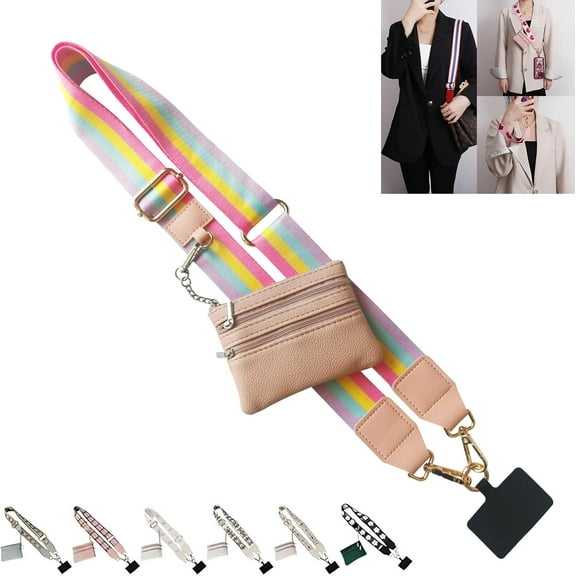 Cell Phone Lanyard Crossbody,Adjustable Cell Phone Strap with Wristlet,Clip and Go Strap for Phone with Wallet