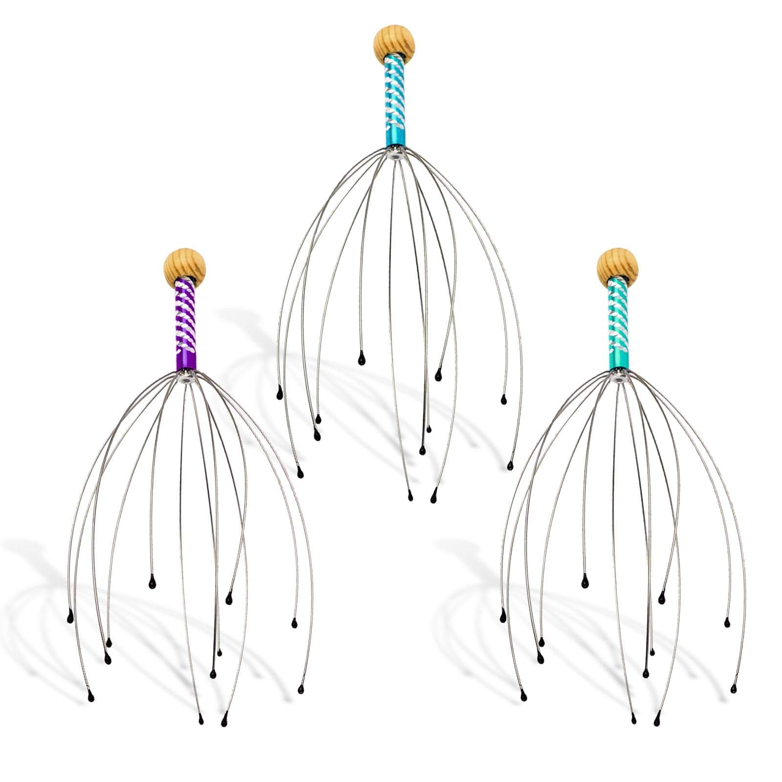 3pcs Head Scalp Massagers, EEEkit Therapeutic Wire Head Scratcher for Deep Relaxation Handheld, Head Stimulation for Hair Home Spa Relief