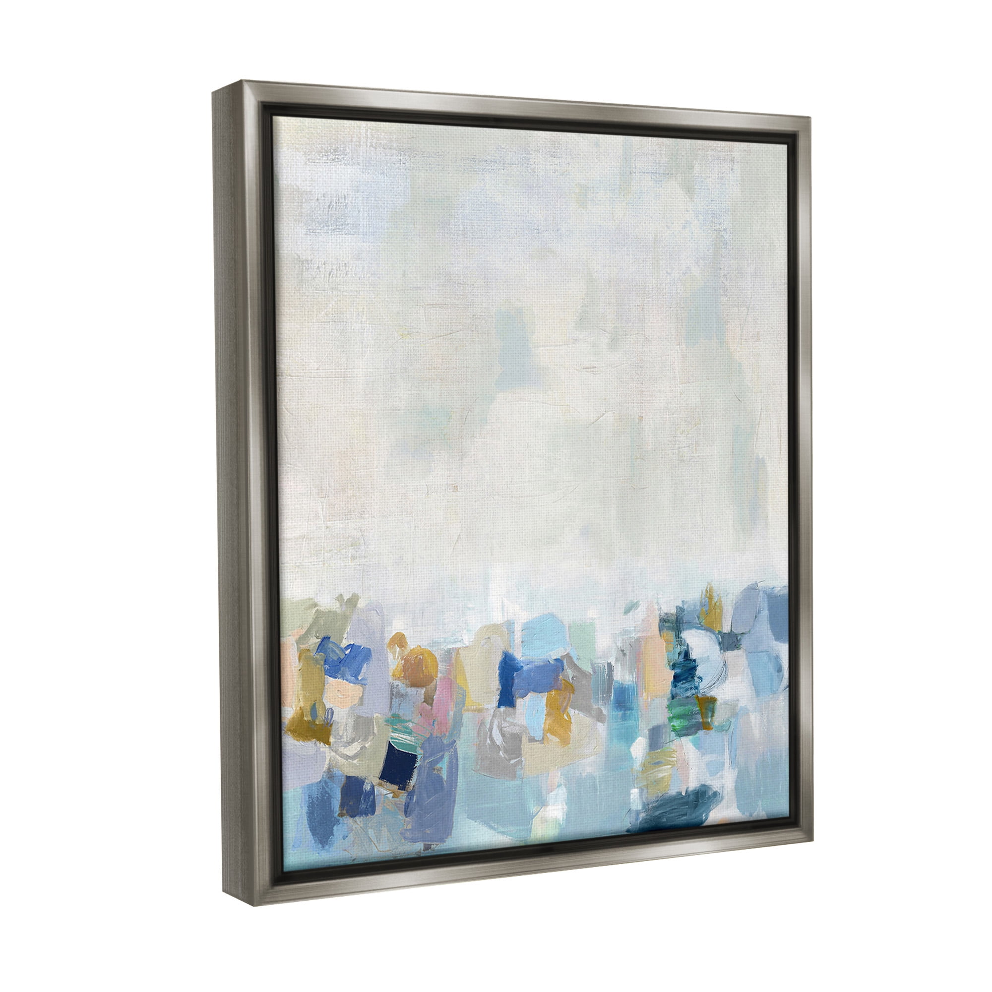 Stupell Industries Modern Blue Landscape Abstract Painting Gray Floater Framed Canvas Art Print Wall Art, 25 x 31