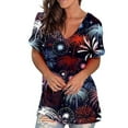 thumbnail image 1 of Midsumdr Womens Shirts V Neck Independence Day Patriotic USA American Flag Star Striped Tops 4th of July Loose Blouse, 1 of 5