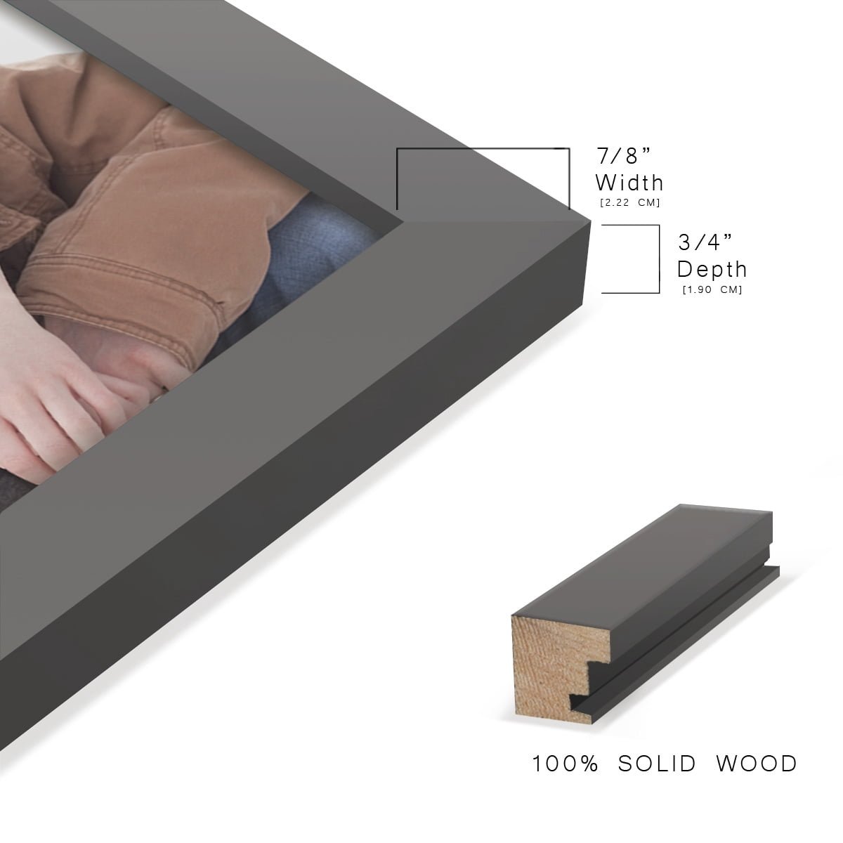 Modern Real Wood 8x10 inch Picture Frame in Gray